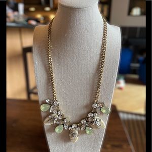J. Crew Statement Necklace in Pale Green Stone and Cream Stone
